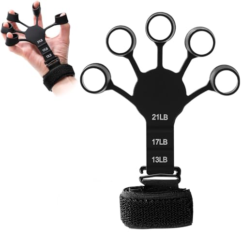 Adjustable Finger Resistance Bands for Hand Strengthening Forearm & Finger Stretcher for Guitarists, Climbers, - color: Black