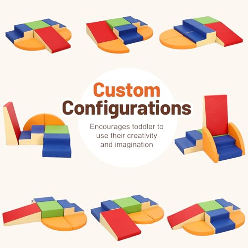 TODIBY 6-Piece Soft PU Leather Toddlers Climbing Toys, Baby Foam Climbing Blocks for Toddlers, Foam Play Gym Climber Structures for Toddler 3, Indoor Climb and Crawl Activity Play Set - style: Classic