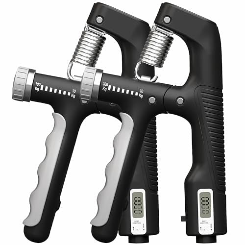Hand Gripper Strengthener, Adjustable Resistance 22-220Lbs (10-100kg) Forearm Exerciser, Grip Strength Trainer for Muscle Building & Injury Recovery, Aerobic Hands