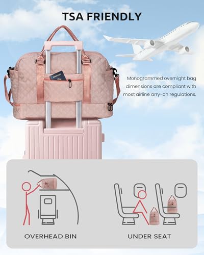 Birthday Gifts for 14 15 16 17 18 Year Old Girls Gifts-Duffle Bag | Initial with Shoe Compartment, Letter Travel Bag with Makeup Bag，Birthday Gift GraduatIion Gift for Teens (Letter T) - color: Pink, style: T