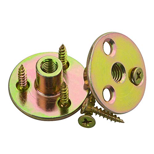 WMYCONGCONG 64PCS 1/4” T-Nuts Brad Hole Tee Nut with Round Base Furniture Hardware Flange Insert Female Thread with Mounting Screws Set - size: 1/4" - 64Pcs