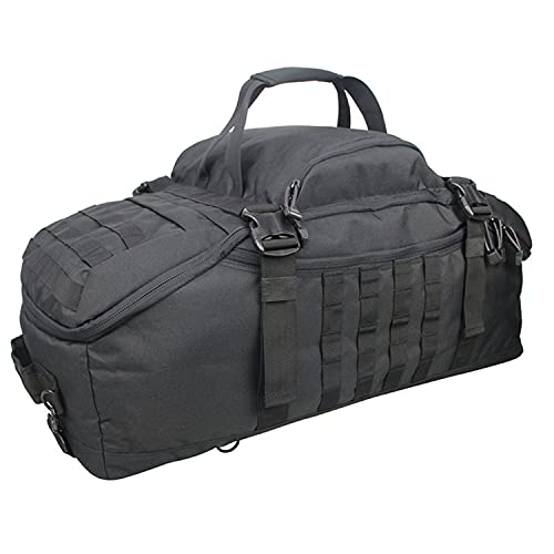3 in 1 Tactical Travel Duffel Bag Backpack, Heavy Duty Military Gym Bag | Waterproof 600D nylon, internal collapsible dividers, weekend overnight travel, gym workout, camping luggage, 30L - color: Black, size: 30L,(19x10x8)Inches