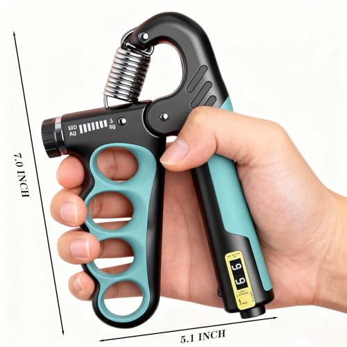 2PCS Adjustable Hand Grip Strengthener (11-220LB) - Automatic Counter Hand Wrist Forearm Exerciser, Grip Strength Trainer for Athletes, Musicians, Injury Recovery & Physical Therapy (Blue)