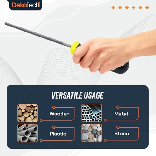 Dekotec 6-Inch Round File – High Carbon Hardened Steel, Ergonomic Grip, Plastic Non-Slip Handle, Suitable for Wood, Plastic, Metal, Model, 3D-Print, etc. - style: 6-Inch Round File – High Carbon Steel Hand File with Ergonomic Anti-Slip Handle