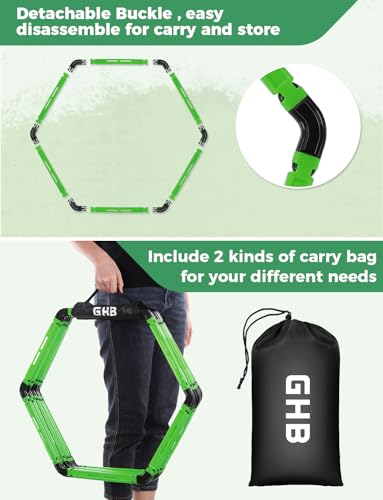 GHB Hex Agility Rings Speed Rings with Carrying Bag 6 Set Portable Hexagon Rings, Agility Ladder for Agility Footwork Training - color: Green