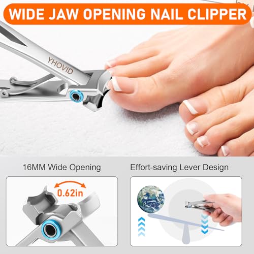 Toe Nail Clippers for Men, Toenail Clippers for Thick Nails for Seniors, German Ultra Sharp Stainless Steel Fingernail Clipper with Catcher, Heavy Duty Ingrown Nail Cutter Long Handle with Wide Jaw - style: 4 in1 Toenail Clippers Set