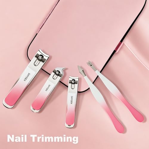 Manicure Set, 10 pcs High-Carbon Steel Nail Clippers Set, Portable Mini Manicure and Pedicure Kit, Travel Grooming Nail Kit with Leather Bag for Men and Women - color: RosePink