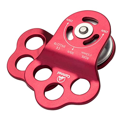 Triple Attachment System Climbing Pulley, 30KN Aluminum Alloy for 13mm Rope, Rock Climbing, Hauling and Rigging