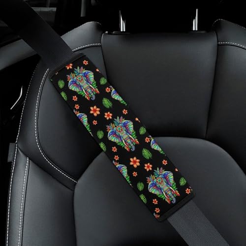 1 Pair Universal Soft and Comfortable Seat Belt Shoulder Pad for Kids, Stroller Pushchair High Chair, Tropical Elephant Boho Mandala Shoulder Protector, Anti-Slip Pad - color: Pattern 1215