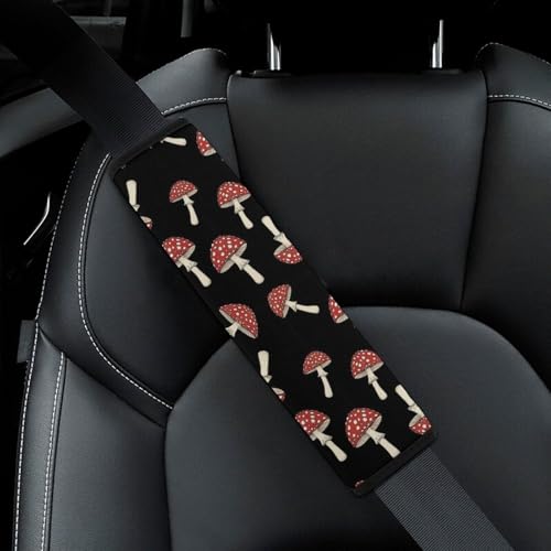 2 Pack Universal Fit Seat Belt Cover for Child, Stroller Pushchair High Chair, Cute Mushrooms Red Mushrooms Natural Wild Botanical Automotive Seat Belt Protector, Pressure Relief - color: Pattern 485
