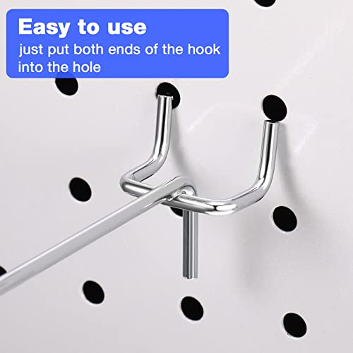 Moxweyeni 100 Pcs Pegboard Hooks Peg Board Organizer Accessories Holders Hanging Stainless Steel Display Wall Hooks for 1/8 and 1/4 Pegboard Wall for Garage Storage Tools(6 Inch) - size: 6 Inch
