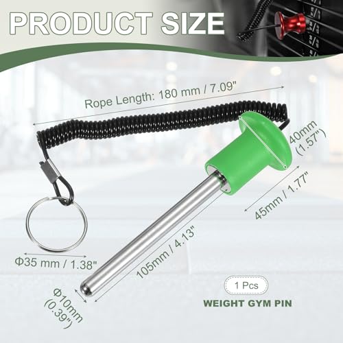 Gym Pin Weight Stack Pin Strength Training Lifting Equipment Replacement with Pull Rope Fitting for Club - color: Green, size: 0.4 x 4.1 Inch