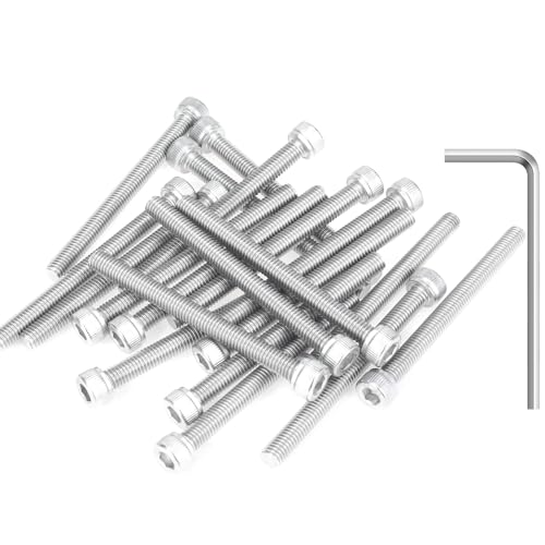 HELIFOUNER 20 Pieces M5 x 55mm, Thread Pitch 0.8mm, 304 Stainless Steel (18-8) Hex Socket Head Cap Screws, Fully Threaded - size: M5 x 55mm
