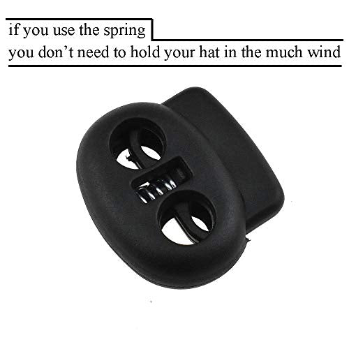 Spring Elastic Fastener Toggles Plastic Cord Lock Buttons Stopper Slider Thread Smooth Hold Tightly - color: Double Holes Black-20*23mm 50pcs