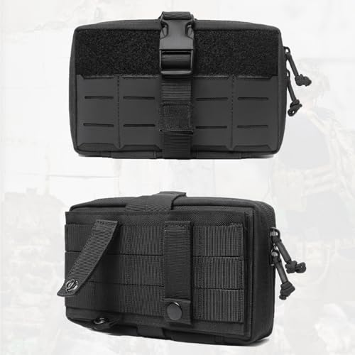 Azarxis Equipment Multi-Purpose Tactical EDC Admin MOLLE Pouch Utility Tools Bag Organizer Military Waist Belt Modular Attachment - color: #06 - Black
