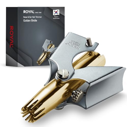ROYAL [Made in Korea] Gold Nose Hair Trimmer for Men, Golden Birdie, Allergy-Free, Manual, Battery-Free, Waterproof, Painless with Twelve Dual-Edged Blades, Patented Mechanism ET-4PG - color: Gold