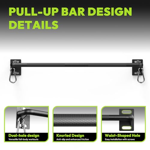 HANDBODE Wall Mounted Pull Up Bar for Doorway, 52''/36'' Chin Up Bar | 500 lb Capacity, Thickened Steel Construction, Joist Mounted - color: 36“ doorway pull up bar