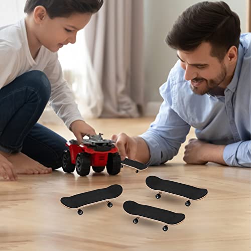 Milltrip Wooden Finger Skateboards, 1Pc Maple Wooden Alloy Fingerboard Finger Skateboards with Box Reduce Pressure Gifts (Black) - color: Black