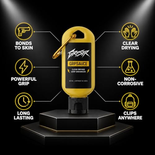 GRPSAUCE Liquid Chalk Alternative for Shooting Sports | Clear Drying Grip Enhancer for Pistols & Rifles | Non-Corrosive, Gun-Safe | No Chalk Residue | Competition Ready | 50ml Carabiner Clip Bottle