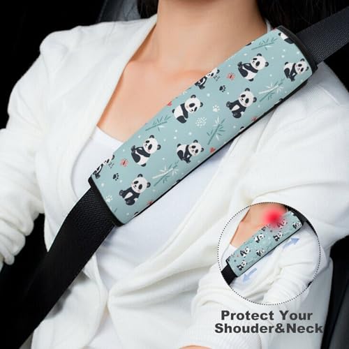 2 Pack Cartoon Panda Car Seat Straps Shoulder Pads Soft Padded Seat Belt Cushion for Kids, All Vehicles, Pressure Relief - color: Pattern 26