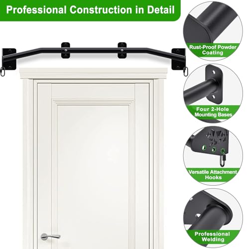 SELEWARE 32"/36" Wall Mount Pull Up Bar Joist Mount Chin Up Bar for Doorway | Heavy Duty Steel Construction Support 450 lb, w/Resistance Band Hooks, Fits 32"/36" Wall Studs for Home Gym Strength Training - size: B: 36" x 1.3" Dia Grip