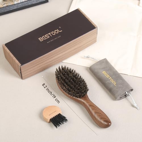 BESTOOL Hair Brush,Natural Walnut Wood & Boar Bristle Hair Brushes for Women Men and Kids to Enhance Shine and Texture,Slick Back Hairbrush for Thin,Fine and Medium Hair