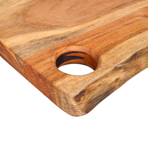 GoCraft Acacia Wood Live Edge Cutting Board – 16 x 11 Inch – with Hole for Hanging | Rustic Rectangular Wooden Chopping Board | Charcuterie Cheese Tray | Food Serving Platter | Farmhouse Décor - size: 16"L x 11"W