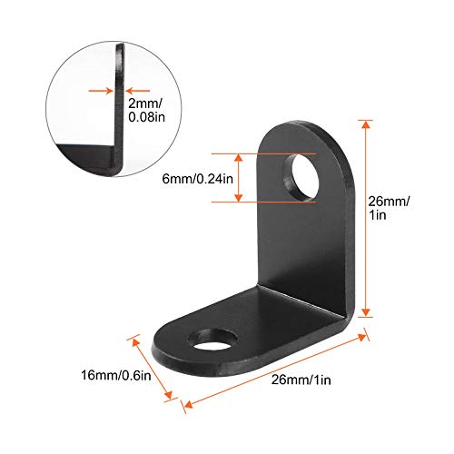 100 Pack Black L Brackets for Wood, 1x1 in Corner Braces | Cast Iron, 2 mm Thick Braces, 6 mm Countersunk Holes, and Matte Black Coating for Shelves, Cabinets, and Furniture