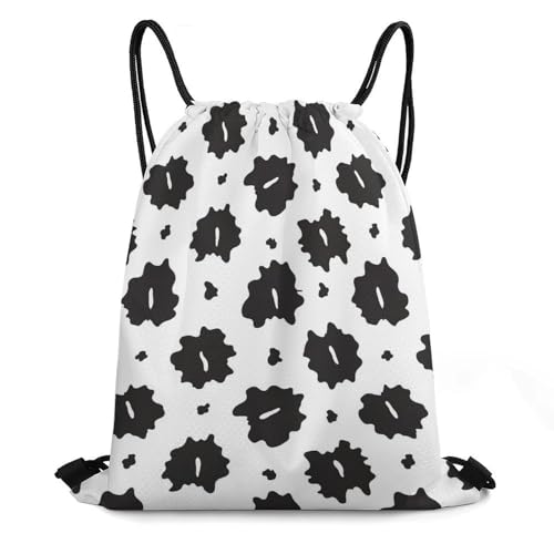 Beam Backpack Drawstring Sack Large Capacity for Soccer Basketball Sports Workout Equipment Travel, Cow Spot Bags - color: Picture (24)