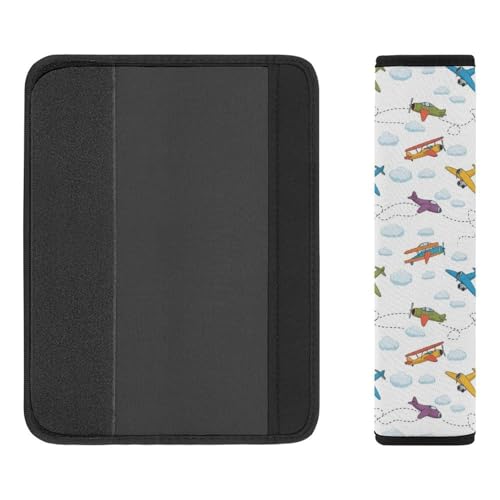 2 Pack Cute Aircraft Airplane Seat Belt Cover Universal Fit Shoulder Protector for Adults and Children, Most Cars, Comfortable Driving - color: Pattern 987