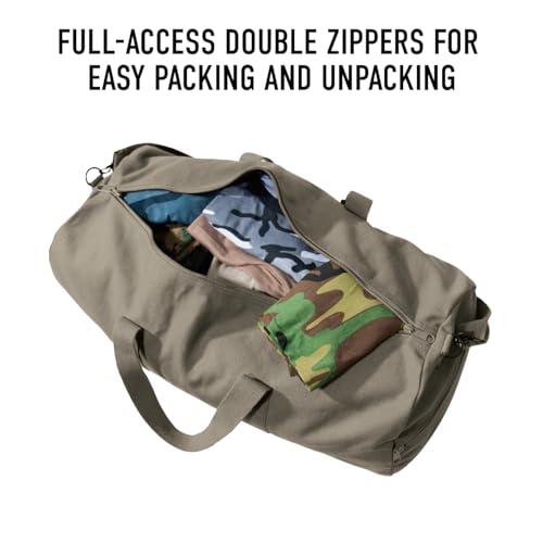 Rothco Heavy-Duty Canvas Shoulder Duffle Bag - Rugged Travel Gym Gear Equipment Bag - color: Olive Drab, size: 17 Inches