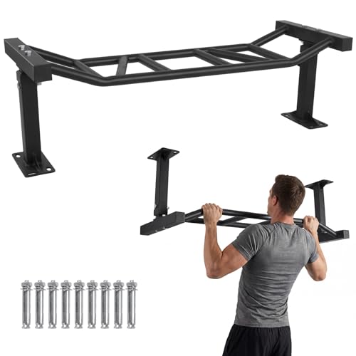 47 Inch Ceiling Mounted Pull Up Bar, Heavy Duty Ceiling Hanging Strength Training Pull Up Bar, Adjustable Height Fitness Trainer for Home Gym Chin Ups & Body Stretching