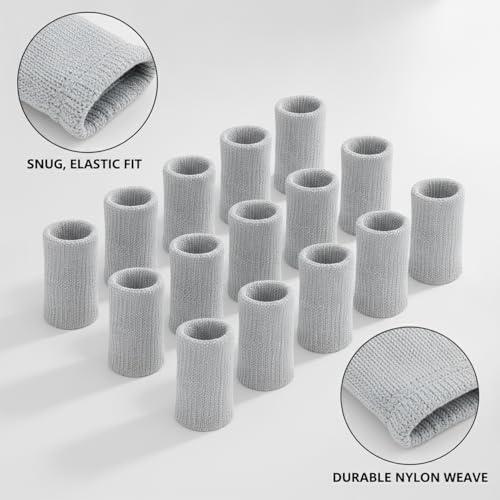 10-Pack Nylon Finger Sleeves for Basketball & Football, Snug Fit, Durable Sports Cover - color: Gray