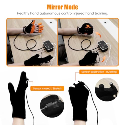 Rehabilitation Robot Gloves, Finger Exerciser for Stroke Recovery Hand Glove Equipment Hand Function Rehabilitation (Orange Right Hand L) - size: Right Hand L