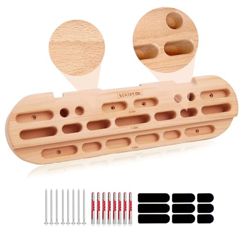 Wooden Hangboard Rock Climbing, Climbing Fingerboard with Mounting Kit for Hanging Practice, Finger Strength and Pull Up, and Bouldering Gift for Climbers (Basic)