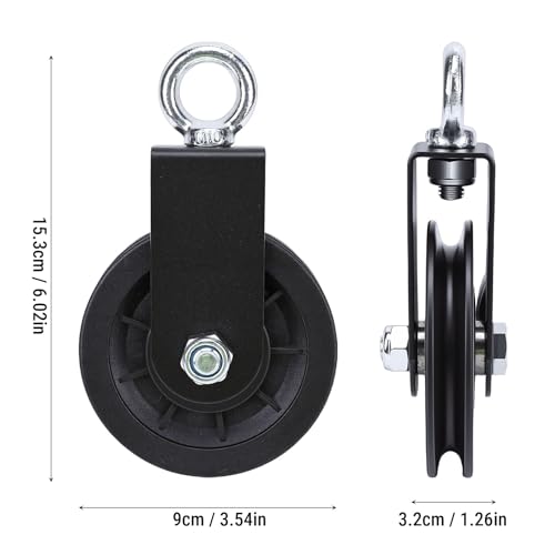 Asixxsix Pulley Wheel, 360 Degree Rotation Silent Bearings 200 Kg Load Capacity Gym Pulley, ABS Alloy Cable with Metal Bracket for Home Gym DIY System Cable Machine Tricep Bicep