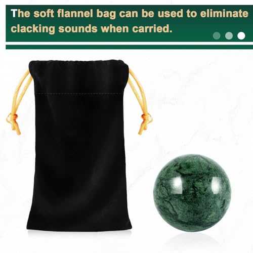 Learay 2Pcs Baoding Balls, Boading Balls for Hand Therapy, Green, 2 inch | Chinese Health Exercise Massage Balls with Carry Pouch for Stress Relief Meditation Ball - color: Green/2 Inch