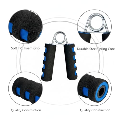 Adjustable Hand Grip Strengthener with Ergonomic TPE Foam Handles for Forearm & Finger Exercise - color: Black