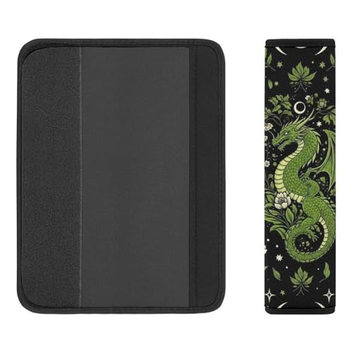 2 Pack Breathable Car Seat Straps Shoulder Pads for Adults and Children, All Vehicles, Moon Flowers Green Dragon Harness Pads Strap, Pressure Relief - color: Pattern 380