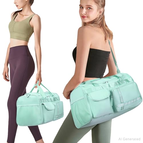 MAXTOP Gym Bag for Women Men Travel Duffle Bag Large Capacity Carry On Weekender Overnight Bag With Shoe Compartment Gym Tote Dry Wet Separation Duffel Bag for Travel - color: Light Green, style: Gym Bag