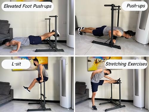 3-in-1 Dip Station, Bulgarian Split Squat & Calf Raise Stand with Heavy Duty Steel Frame | Home Gym Full Body Training Equipment