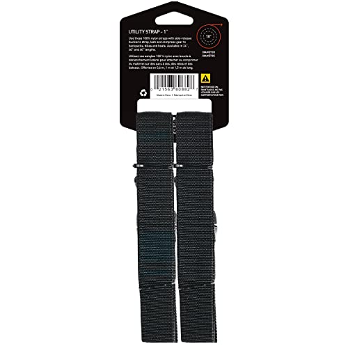 GEAR AID Utility Straps with Side-Release Buckle, Secure and Compress Camping, Biking, Hunting, Boating Gear, 1” Width, 60" Length - size: 1" x 60", style: 2 Straps