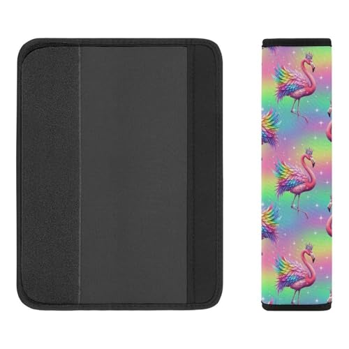 Universal Fit Seat Belt Shoulder Pad for Adult Use, Most Cars, 2 Pack Flamingo Pink Rainbow Harness Pads Strap Pressure Relief - color: Pattern 767