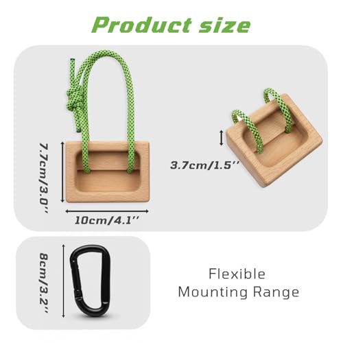 Portable Climbing Hangboard Dual Depth Wooden Grip Blocks for Finger Strength, Power, and Forearm Training Beech Wood Hang Board with Adjustable Rope and Carabiners - color: Wooden Grip*2