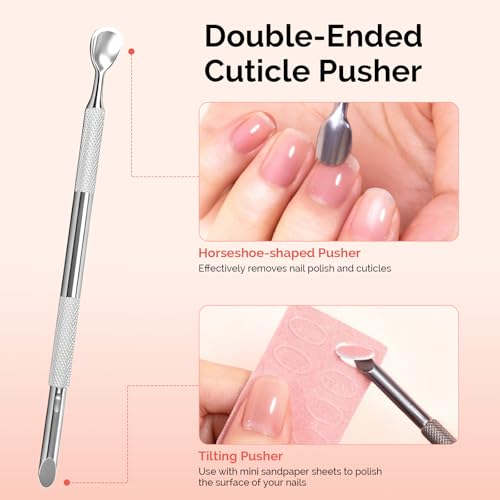 MelodySusie 14PCS Manicure Tools Kit Nail Care Set | Nail File,Cuticle Trimmer and Pusher,Mini Sandpaper,Nail Brush and Cuticle Oil 25ML - size: 14Pcs Milk & Honey