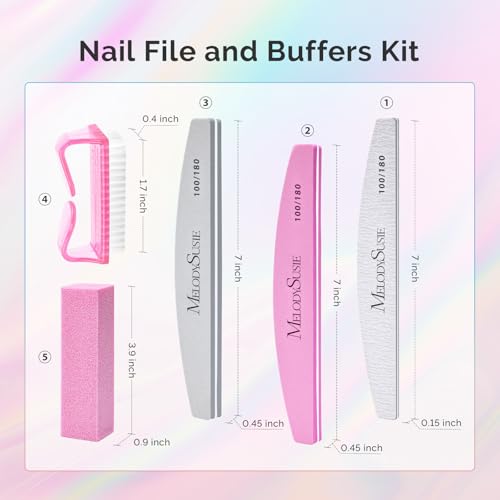 MelodySusie 16Pcs Professional Nail Buffer Kit,Nail Files and Buffers,Nail Buffer Block,Nail Brush, Nail File Buffers Kit for Natural Nails,DIY,Home Use,Salon（100/180 Grit） - size: 16Pcs