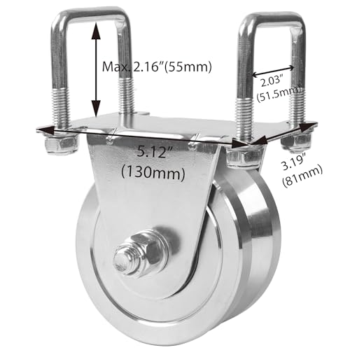 Heavy Duty 4” Slide Gate V-Groove Wheel Dual Bearing Bolted External Mount Bracket Cradle Solid Steel for Inverted V-Shape Sliding Rolling Track Gates up to 3000lbs Capacity – NO Welding