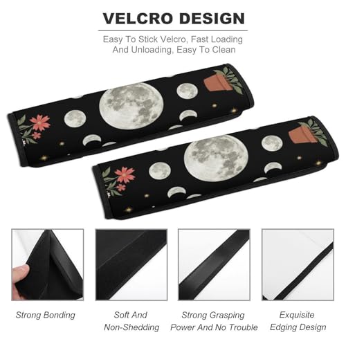2 Piece Moon Phase Cycle Full Moon Plants Celestial Sun Car Seat Straps Shoulder Pads Universal Fit Automotive Seat Belt Protector for Kids, Car Seats Pushchair Strollers High Chair Pushchair - color: Pattern 993
