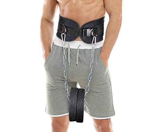 Pull-up Belt Weighted Dip Belt with Chain Double D-ring Weightlifting Back Support Strap Home Gym Equipment Waist Belt - color: with plastic buckle