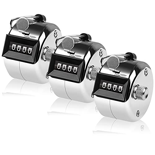 Tally Counter, 4-Digit Clicker Counter, Metal Hand Tally Counters Clicker Pitch Counter for Counting, Knitting, Coaching, Golf, Lap, Fishing - color: A-3 PCS